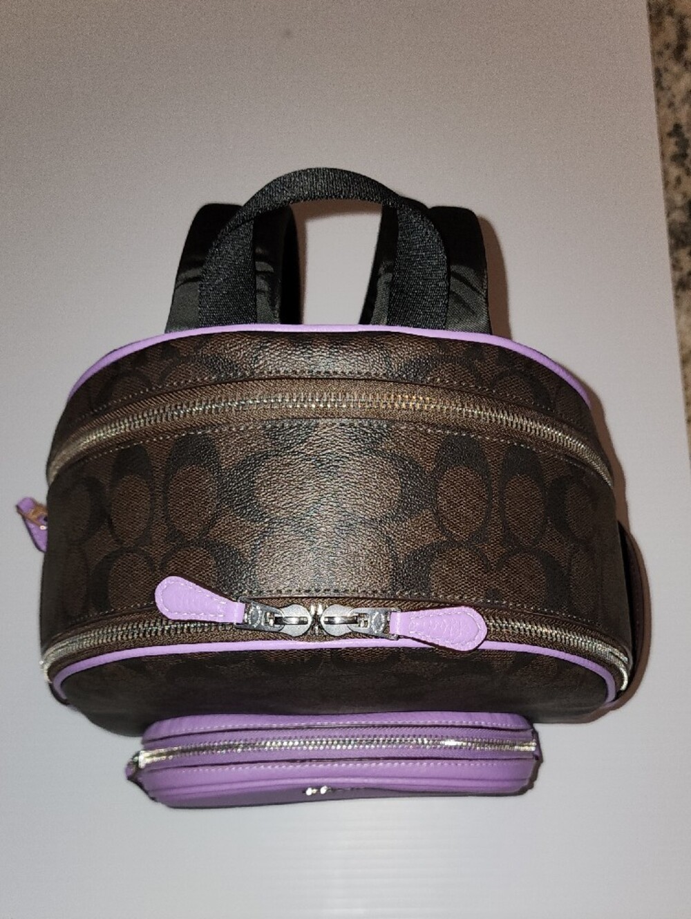 Coach Court Signature Canvas Mini Backpack in Lavender and Brown. E2321-6671. - Picture 14 of 16